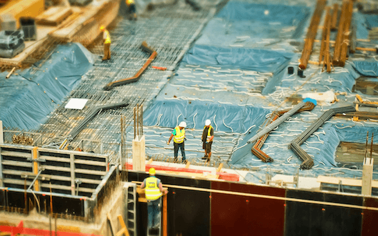 Construction workers on roof